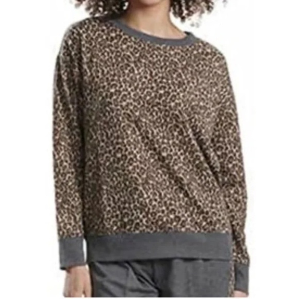 🇪🇸🐠Splendid leopard print sweatshirt brown gray crewneck small